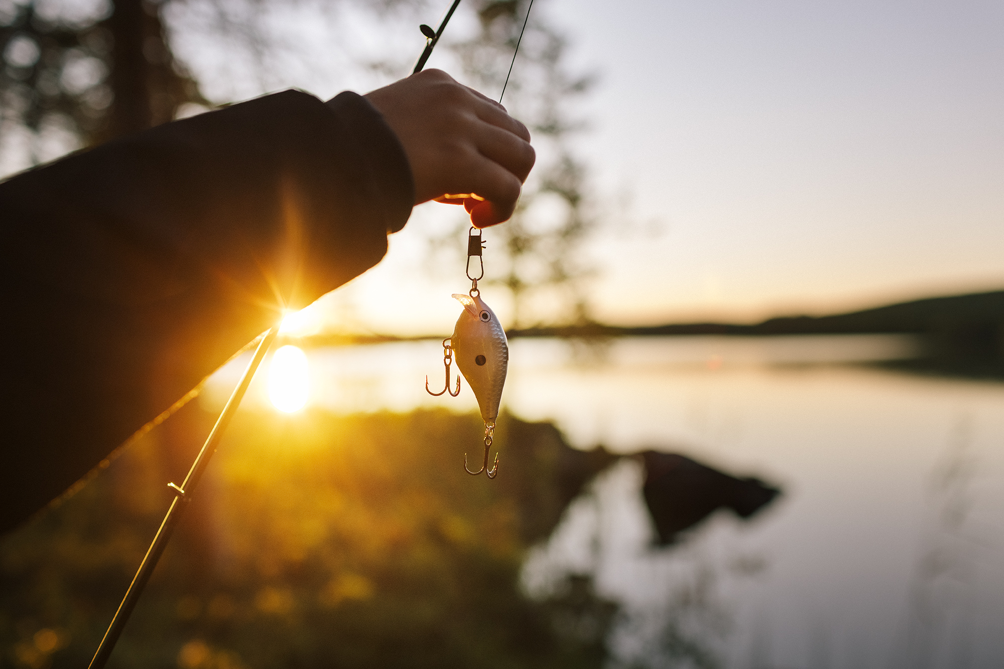 Arm som håller upp fiskeagn