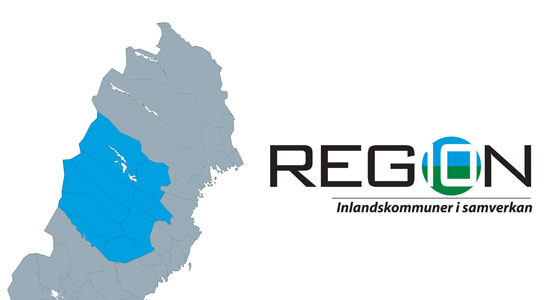 Region 10:s logotyp tillsammans med en karta över de kommuner som ingår