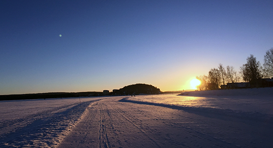 Bild på isväg över Umeälven i centrala Lycksele