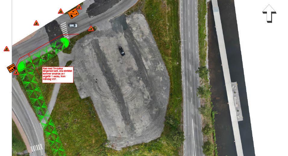 Kartbild över vägavstägning