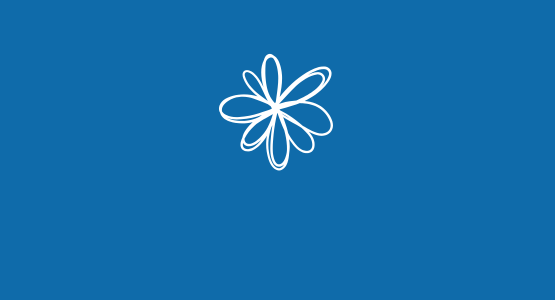 Vit illustrerad blomma på en blå bakgrund