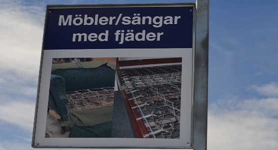 skylt, möbler med fjädrar