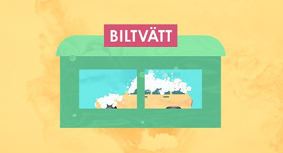 Illustration av en biltvätt